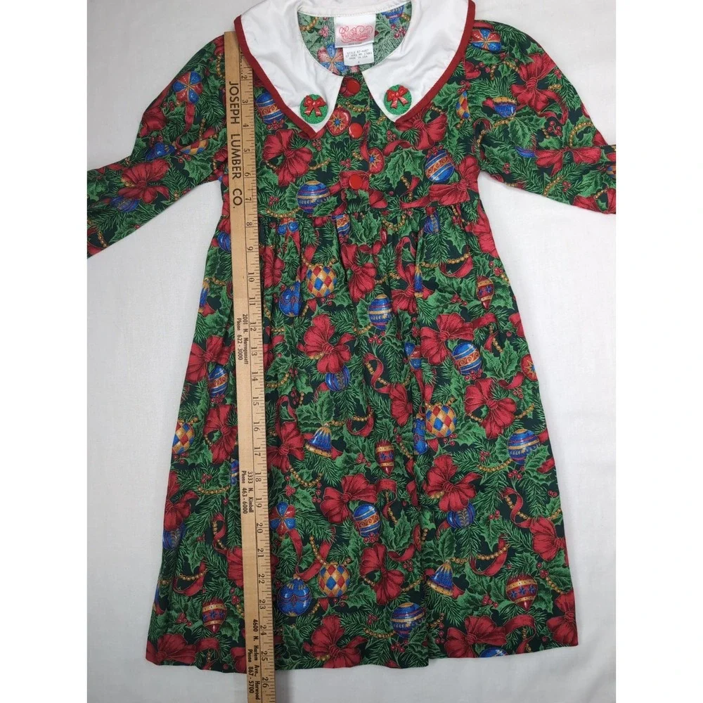 Vintage Ceil Ainsworth Girls 6 Christmas Holiday Dress Cotton USA Made 67-4267